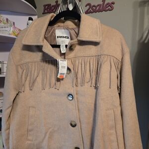 RSQ Beige Fringe Teddy Jacket